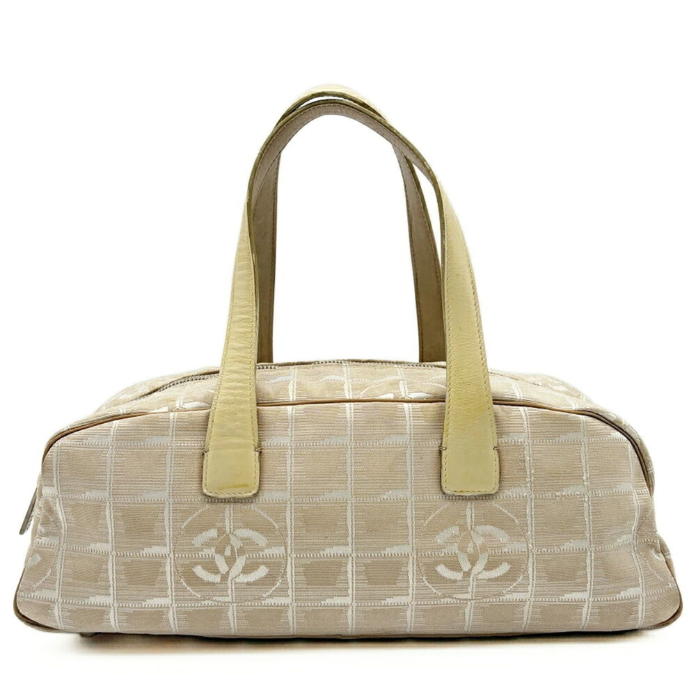 Chanel CHANEL Bag New Travel Line Mini Boston A15828 Nylon Jacquard Beige Canvas
